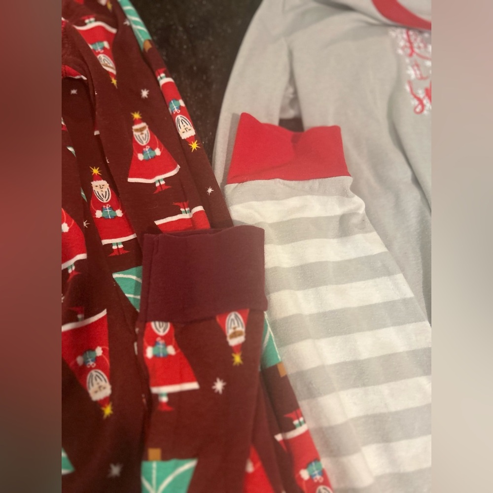 Kids Christmas Pajama Bundle = 2 Sets- Let it Snow + Santa Tree Print